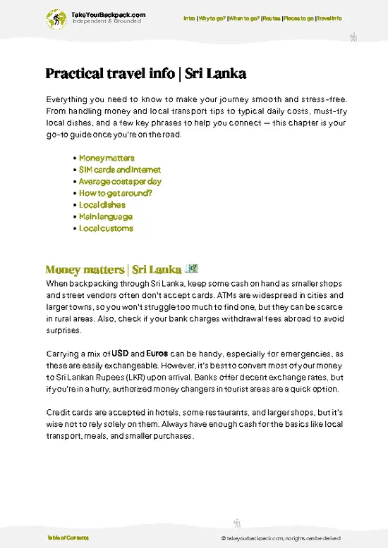 example page 7 from our offline Travel Guide for Sri Lanka